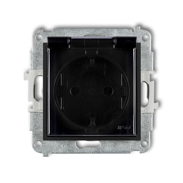 MINI Mechanizm gniazda bryzgoszczelnego z uziemieniem SCHUKO 2P+Z (klapka dymna, przesłony torów prą