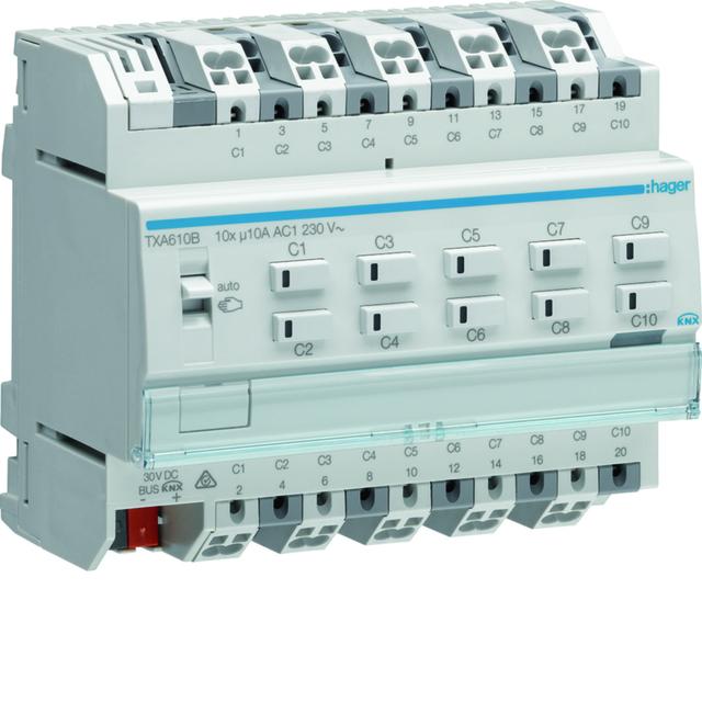 KNX e/s Sterownik załączający/żaluzjowy 10 A 10-/5-kr TXA610B HAGER
