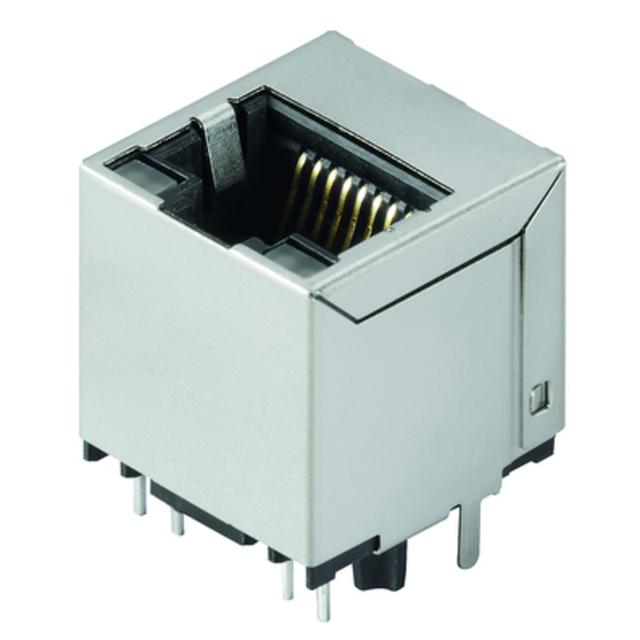 RJ45M R1V 3.3N4YG/YG TY Wtyk PCB złącza danych, Połączenie lutowane THT/THR, 1.27 mm, Liczba biegunów: 8, 180°, 3.2 mm, Złoto na niklu, czarny, Taca (montaż ręczny) /120szt./ 1534750000 WEIDMÜLLER