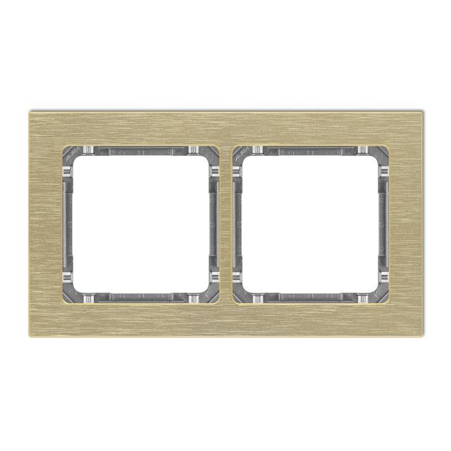 DECO Ramka uniwersalna podwójna - aluminium szczotkowane (ramka: kolor mosiężny; spód: grafitowy) mo