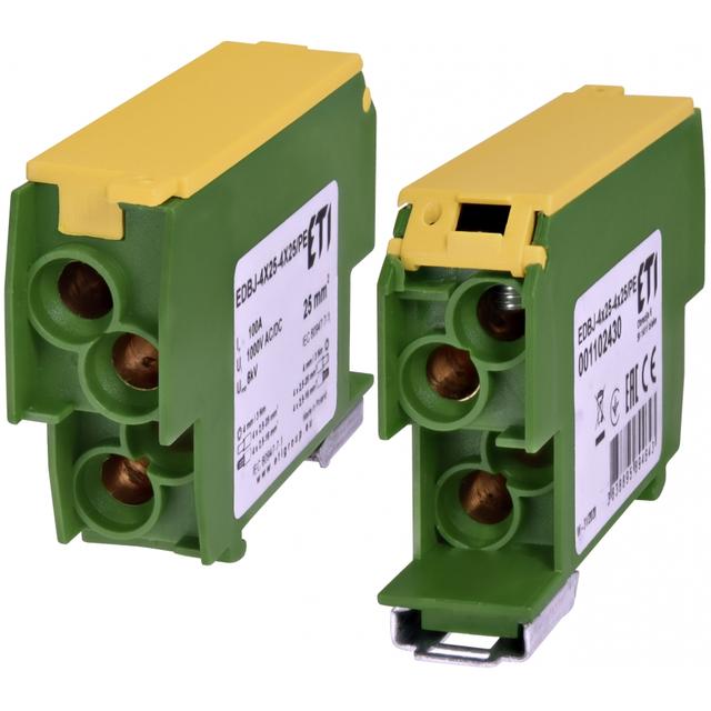 Blok rozdzielczy 100A (4x1,5-25mm2-4x1,5-25mm2) żółto-zielony EDBJ-4x25-4x25/PE 001102430 ETI