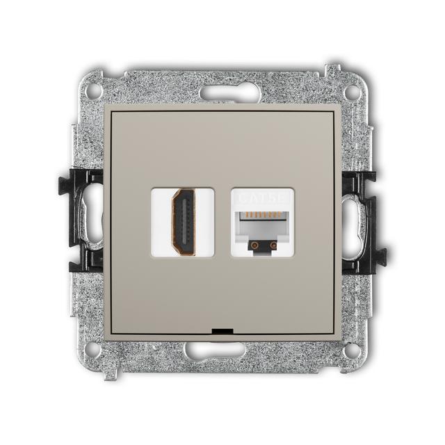 ICON Mechanizm gniazda pojedynczego HDMI 2.0, 4K + gniazda komp. poj. 1xRJ45, kat. 5e, 8-stykowy, be
