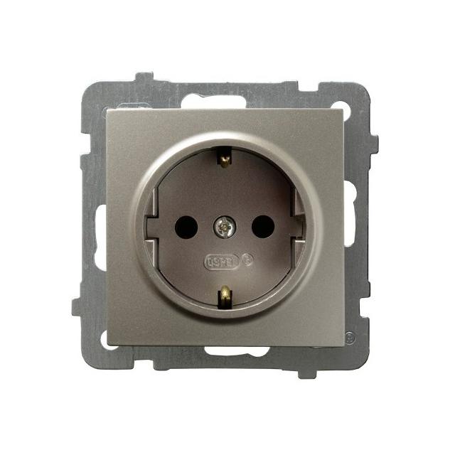 AS Gniazdo pojedyncze z uziemieniem schuko - kolor satyna light