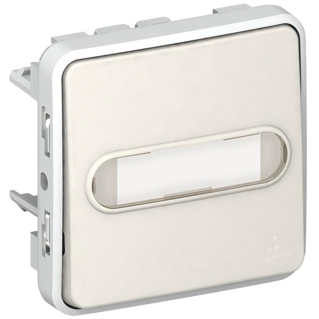 Plexo55 Przycisk Jednobieg Podświetlany Z Uchwytem Etykiety Biały/Ecru 10A-250V 069633 LEGRAND