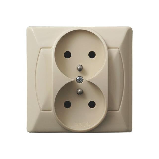 AKCENT Gniazdo podwójne z uziemieniem - kolor beżowy