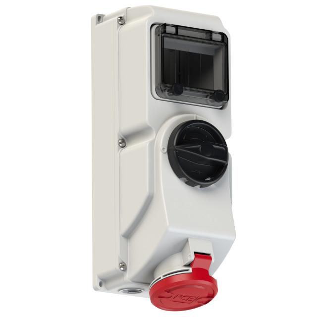 GNIAZDO Z WYŁĄCZNIKIEM 0-1, BLOKADĄ MECHANICZNĄ I SZYNĄ DIN TH35 32A 400V 3P+Z IP44 7624-6 46197 PCE