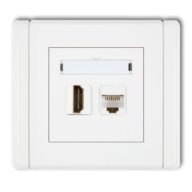 FLEXI Gniazdo pojedyncze HDMI 2.0 + gniazdo komp. poj. 1xRJ45, kat. 5e, 8-stykowe biały