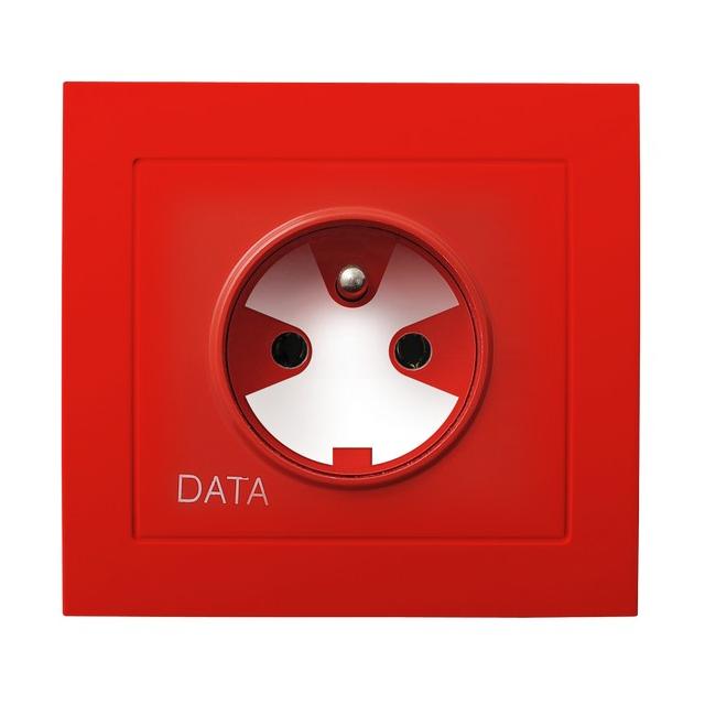 KIER Gniazdo pojedyncze z uziemieniem DATA z kluczem uprawniającym kolor czerwony GP-1WZK/22 OSPEL
