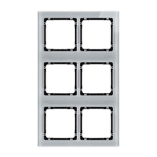 "DECO Ramka modułowa 6 krotna (2 poziom, 3 pion) - efekt szkła (ramka szara
