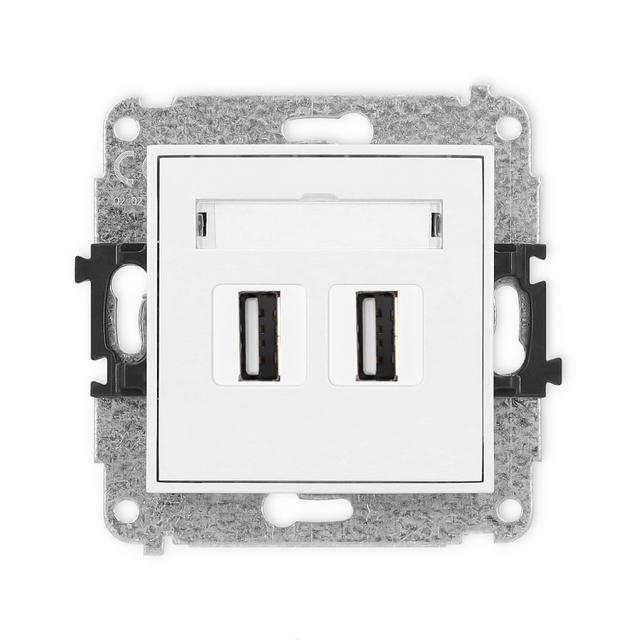MINI Gniazdo podwójne 2xUSB A-A 2.0 biały MGUSB-2 KARLIK