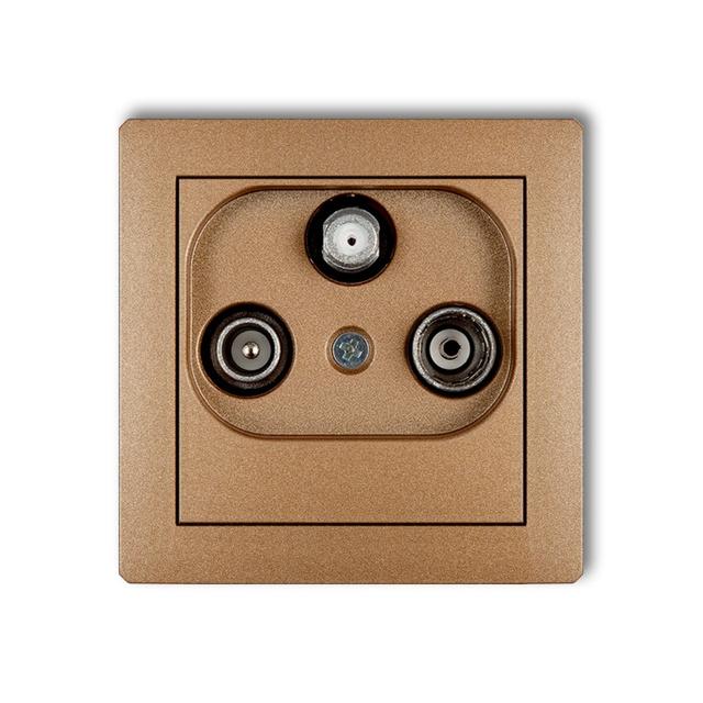 DECO Mechanizm gniazda abonenckiego RTV-SAT końcowego (2 wejścia antenowe) złoty metalik