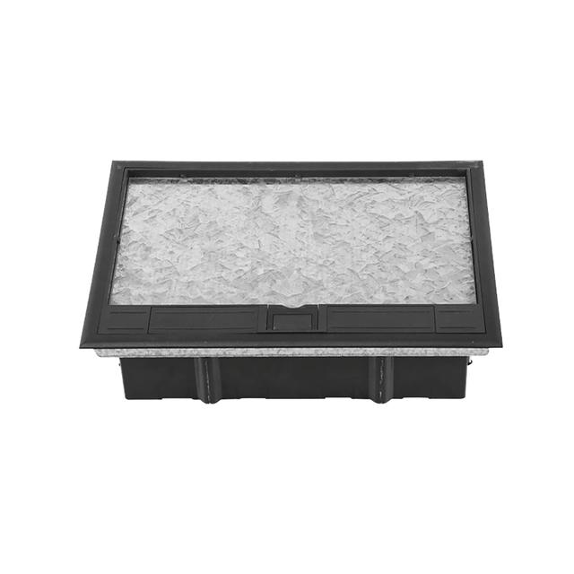 Puszka podłogowa na gniazda modułowe 8 x 45x45mm lub 16 x 22,5x45mm, pokrywa: materiał własny, czarn