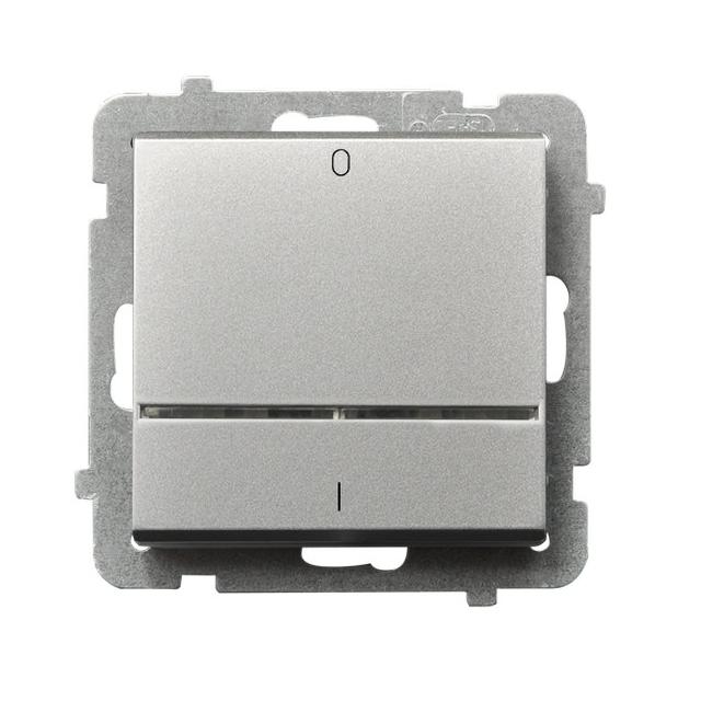 SONATA Łącznik dwubiegunowy z podświetleniem niebieskim - kolor srebro mat