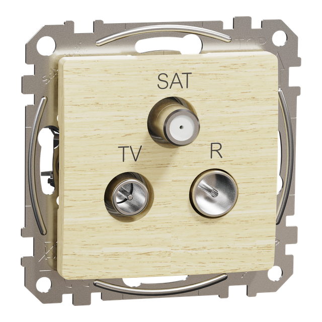 Sedna Design & Elements Gniazdo antenowe R-TV-SAT końcowe 4dB brzoza efekt drewna SDD180481 Schneider
