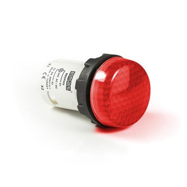 Lampka monoblok LED, wypukły klosz, czerwona