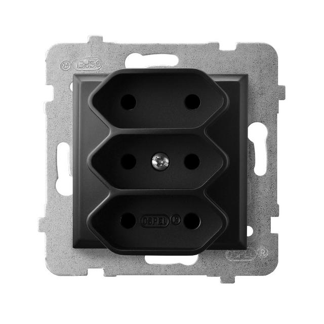 ARIA Gniazdo potrójne EURO - kolor czarny metalik