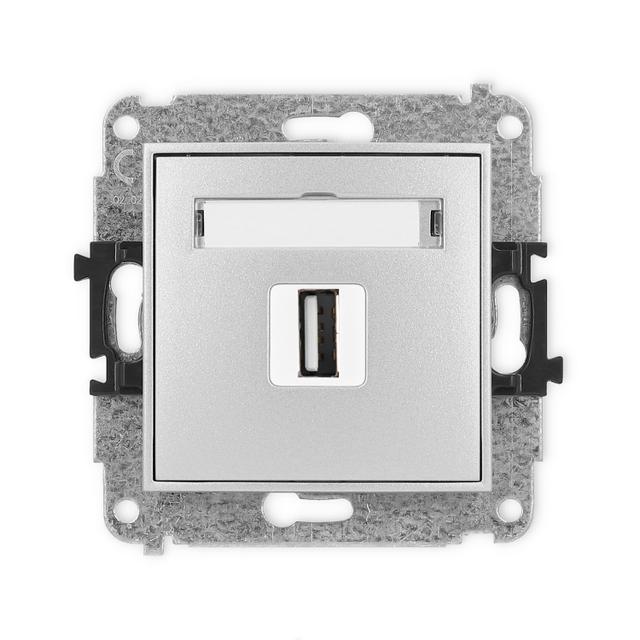 ICON Gniazdo pojedyncze USB A-A 2.0 srebrny metalik 7IGUSB-1 KARLIK