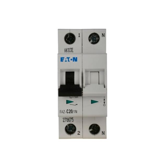 FAZ-C20/1N Wyłącznik nadprądowy 15kA C20A 1P+N 278675 EATON