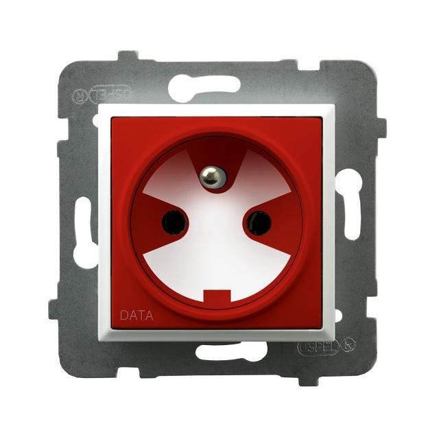 ARIA Gniazdo pojedyncze z uziemieniem DATA z kluczem uprawniającym - kolor biały