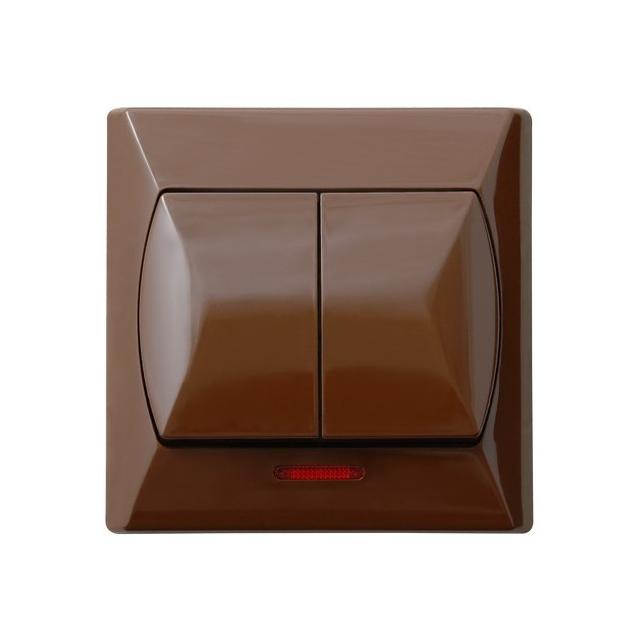 AKCENT Łącznik dwugrupowy świecznikowy z podświetleniem pomarańczowym - kolor brązowy