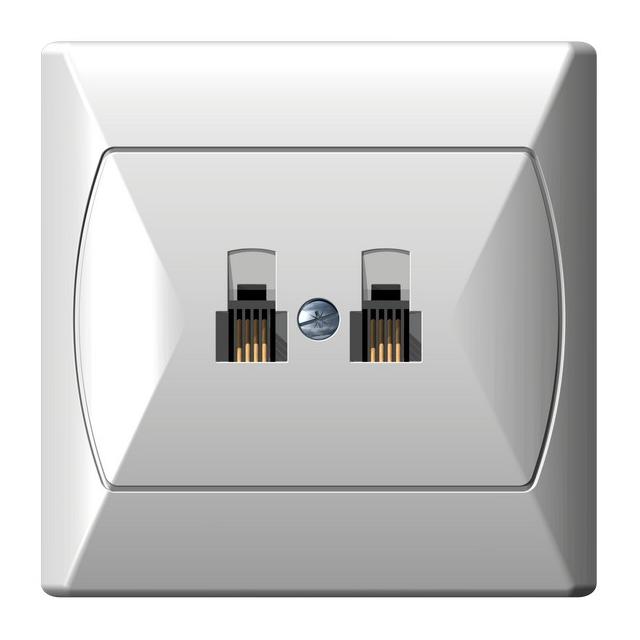 AKCENT Gniazdo telefoniczne podwójne niezależne - kolor biały