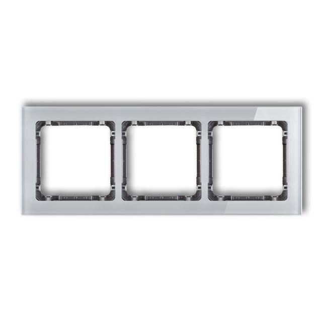 DECO Ramka uniwersalna potrójna - efekt szkła (ramka: szara; spód: grafitowy)