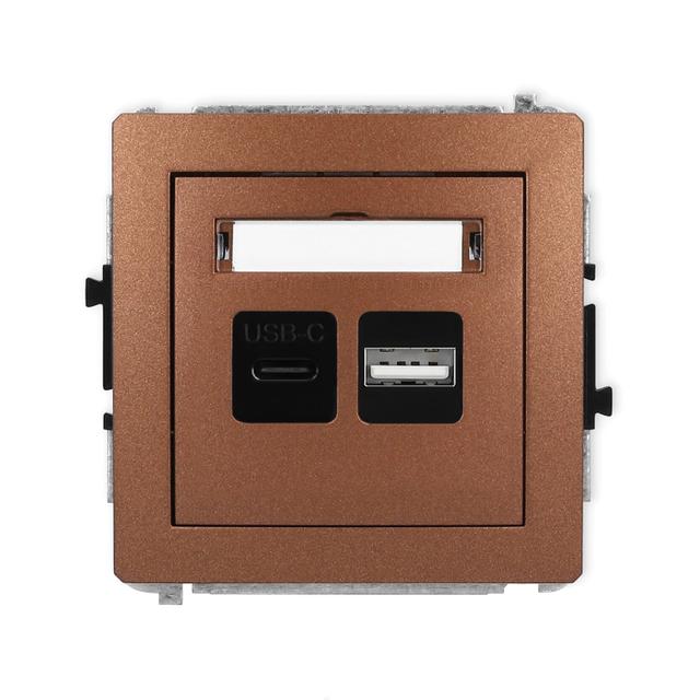 DECO Ładowarka USB podwójna USB C + USB A, 20W max. brązowy metalik 9DCUSB-8 KARLIK