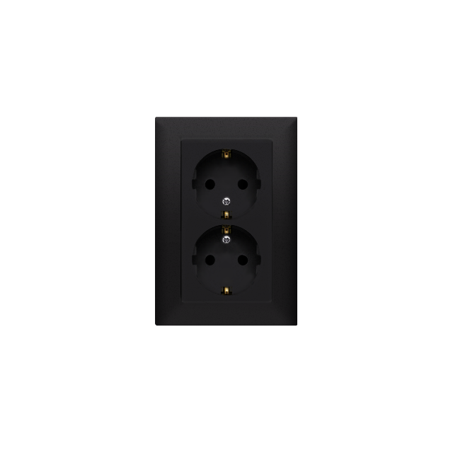 Simon 10 Gniazdo Schuko podwójne 16A z. śrub. czarny
