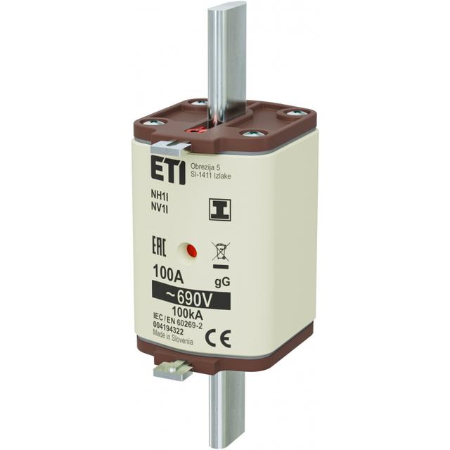 Wkładka topikowa NH zwłoczna KOMBI Zaczepy izolowane NH1 I gG 100A 690V 004194322 ETI