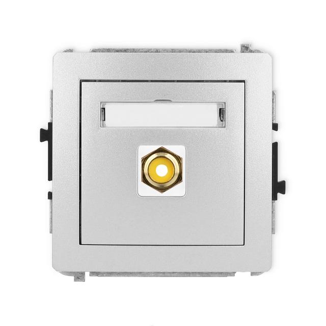 DECO Mechanizm gniazda pojedynczego RCA (typu cinch - żółty, pozłacany) srebrny metalik