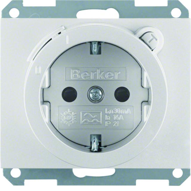 BERKER K.5 Gniazdo SCHUKO z wyłącznikiem róznicowo prądowym aluminium 47087003 HAGER