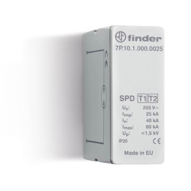 Ogranicznik przepięć SPD Typ 1+2 (1 warystor + iskiernik). Max 255V AC/DC, prąd udarowy impulsu 25kA