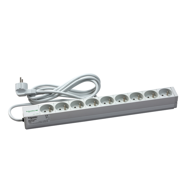 Panel UTE typ B 19;x44 9 gniazd prof. aluminium 35st 1U LED 230 VAC NSYAPU19F9 SCHNEIDER