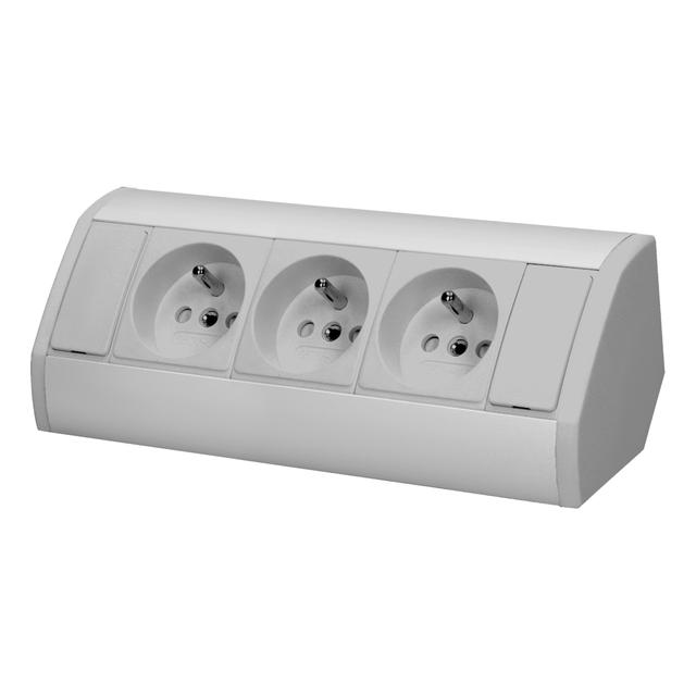 Gniazdo meblowe 3x2P+Z, szaro-srebrne