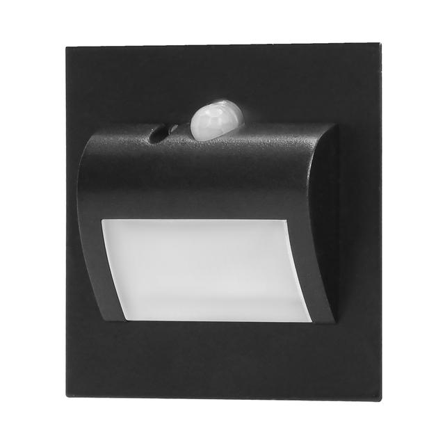 DRACO LED NEW 1,5W oprawa schodowa podtynkowa 12VDC 30lm 6000K czarny czujnik ruchu i zmierzch AD-OS