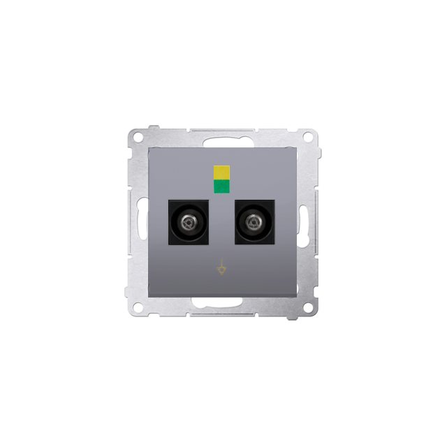 Simon 54 Gniazdo ekwipotencjalne podwójne srebrny mat