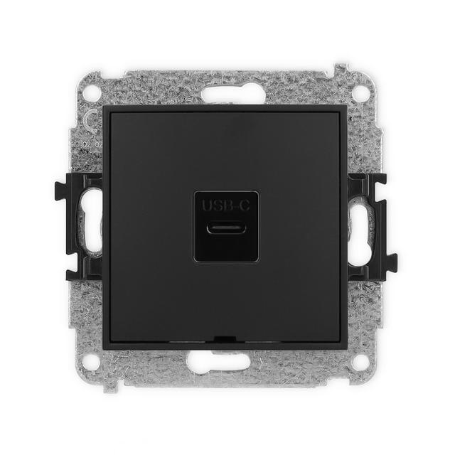 ICON Gniazdo pojedyncze 1xUSB C-C, bez pola opisowego czarny mat 12IGUSBBO-7 KARLIK