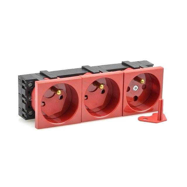 Gniazdo elektryczne z blokadą 3x230V, czerwone, z kluczami