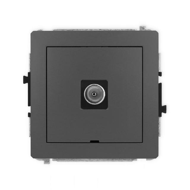 DECO Mechanizm gniazda antenowego pojedynczego TV, bez pola opisowego grafitowy mat