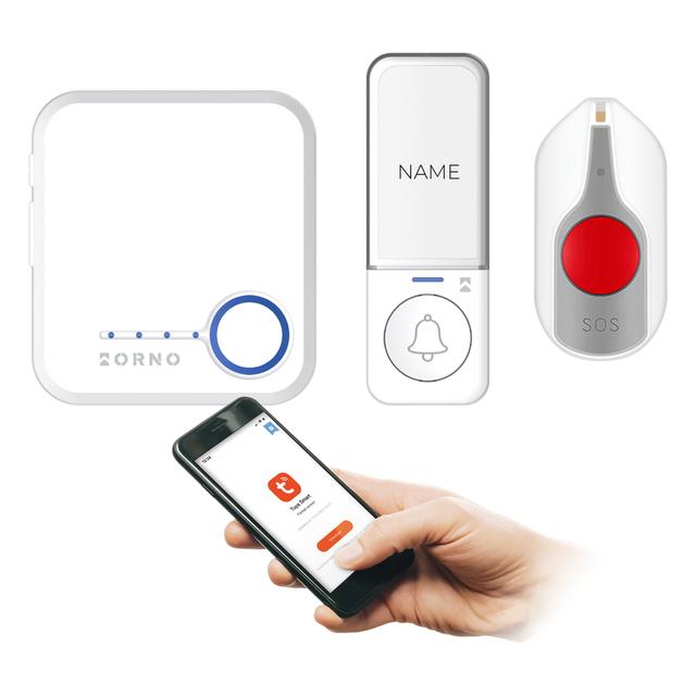 Bezprzewodowy dzwonek do drzwi sieciowy 230V przycisk SOS Wifi Tuya biały ORNO