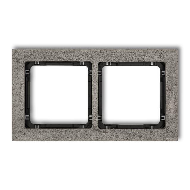 DECO Ramka uniwersalna podwójna - beton (ramka: ciemnoszary; spód: czarny)