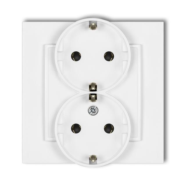 MINI Gniazdo podwójne z uziemieniem SCHUKO 2x(2P+Z) (bez przesłon torów prądowych) biały MGP-2s KARLIK