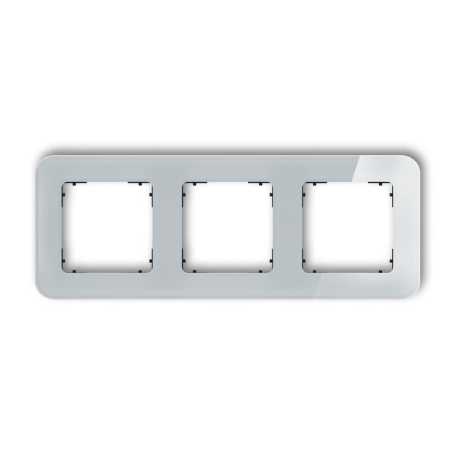 ICON Ramka uniwersalna potrójna zaokrąglona - efekt szkła (ramka: szara; spód: czarny) szary