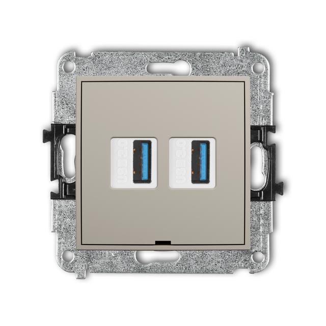 MINI Gniazdo podwójne 2xUSB A-A 3.0, bez pola opisowego taupe 60MGUSBBO-6 KARLIK