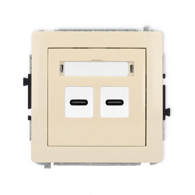 DECO Mechanizm gniazda podwójnego 2xUSB C-C beżowy