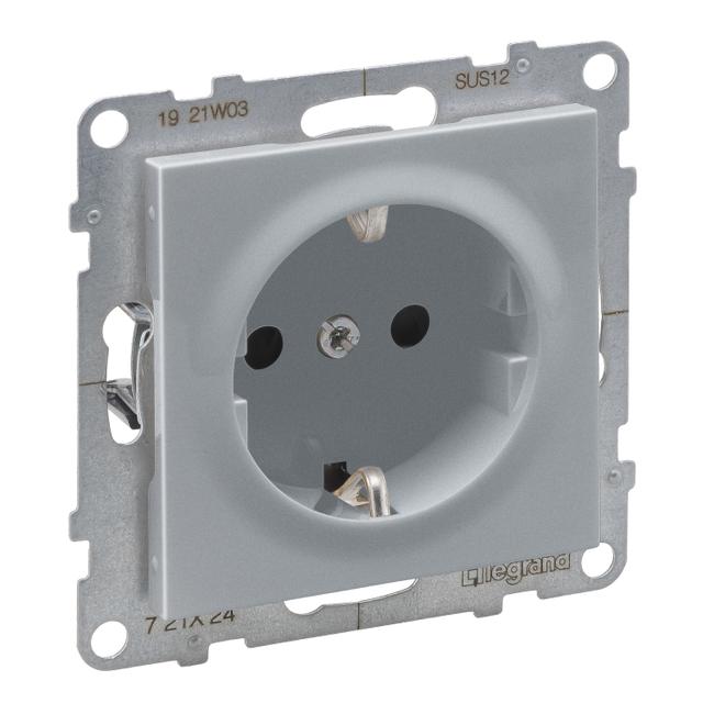 Suno Gniazdo Schuko Zasilające Z Przesłoną 2P+Z - 16A - 250V - Zaciski Śrubowe Aluminium 721324 LEGRAND
