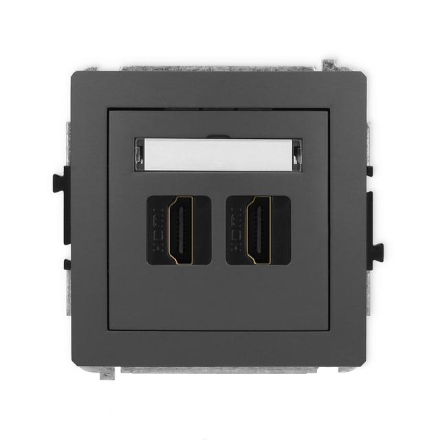 DECO Mechanizm gniazda podwójnego HDMI 2.0 grafitowy mat