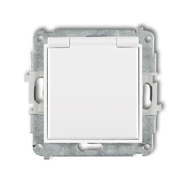 MINI Gniazdo z klapką z uziemieniem SCHUKO 2P+Z (klapka biała, przesłony torów prądowych) biały MGPB-1sp KARLIK