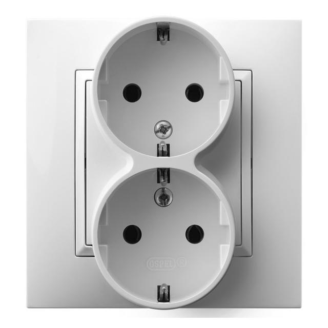 ARIA Gniazdo podwójne z uziemieniem schuko kompletne z ramką - kolor biały