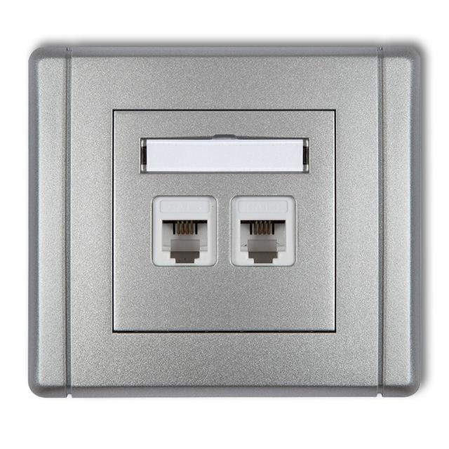 FLEXI Gniazdo telefoniczne podwójne 2xRJ11, 4-stykowe, beznarzędziowe srebrny metalik